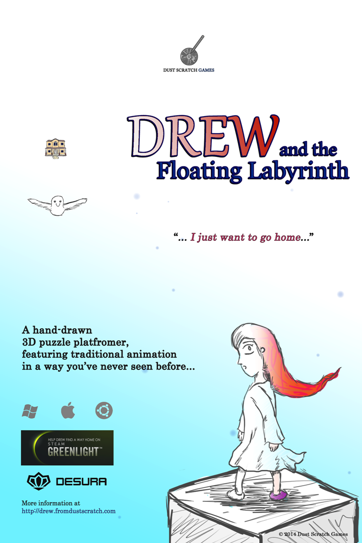 A lovely poster for "Drew and the Floating Labyrinth"
