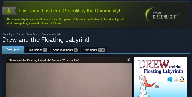 "Drew" can now find her way home on Steam!