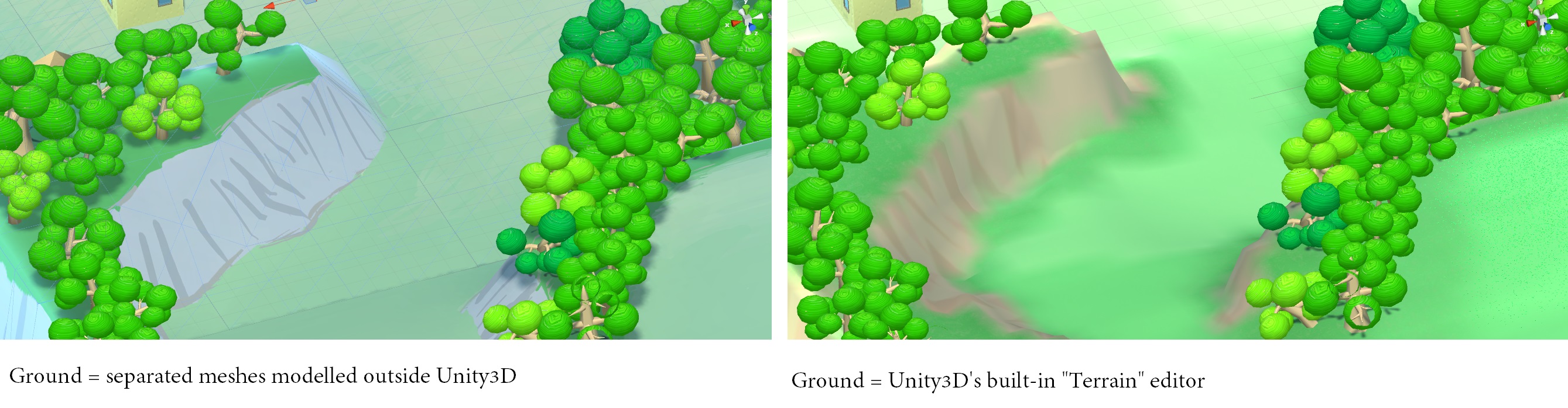 Generally, using Unity3D's "Terrain" system yields comparable visual results...