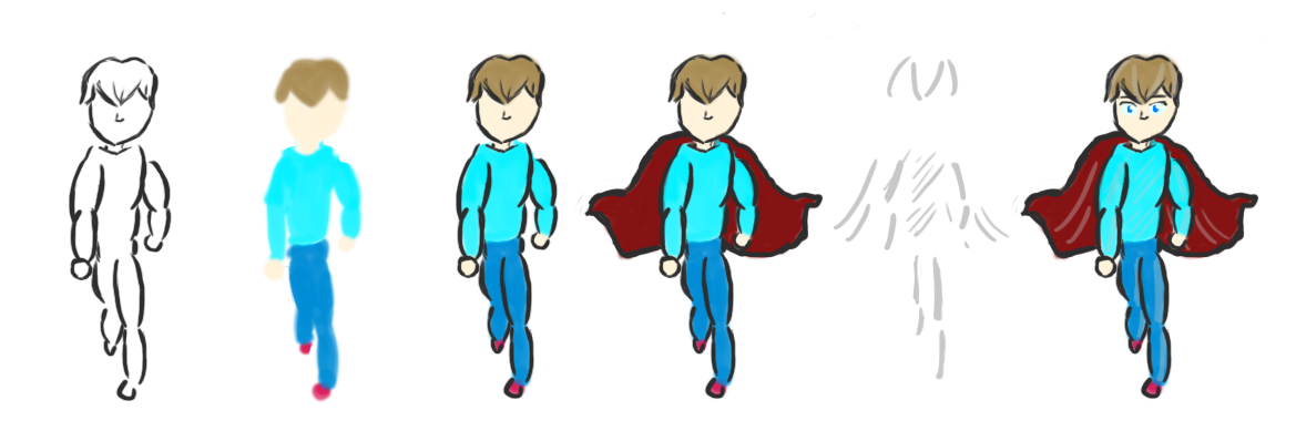 Concept art in stages for my new character.